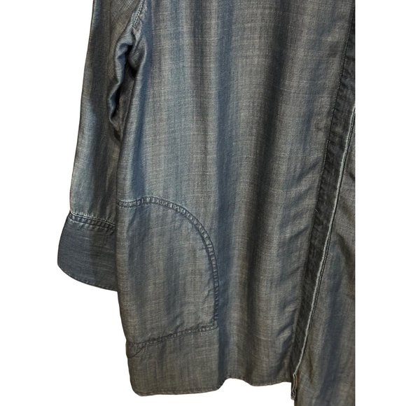 Chico’s size 3 (XL) blue button front long sleeve pockets tunic top - Picture 2 of 7